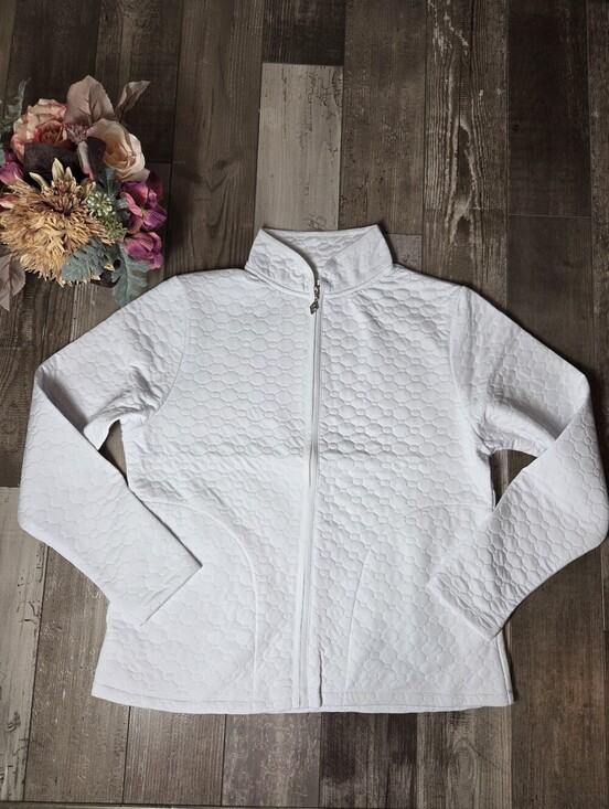 Sdi Jackets & Blazers - SDI Women’s White Textured Quilted Full-Zip Jacket Size Large NWOT